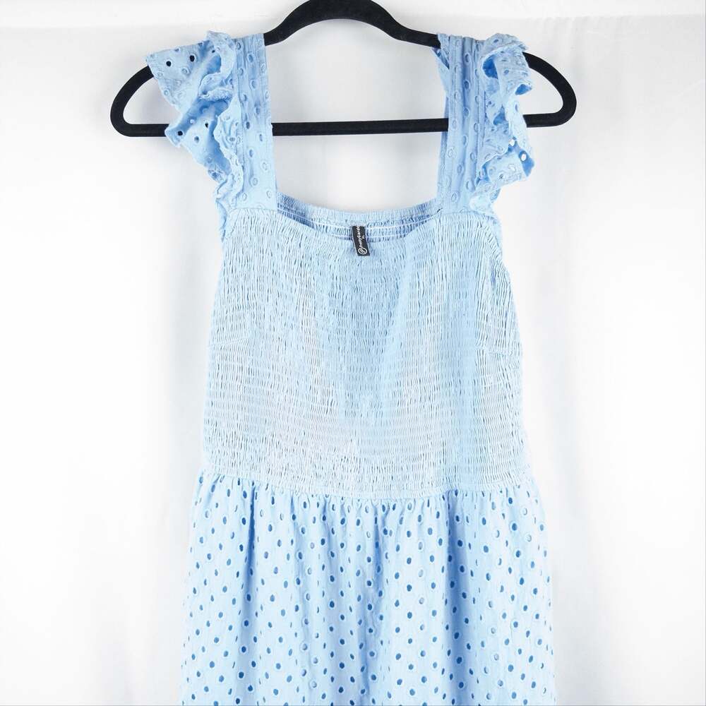PRETTYGARDEN Women's Summer Square Neck Eyelet Smocked Tiered Maxi Dress